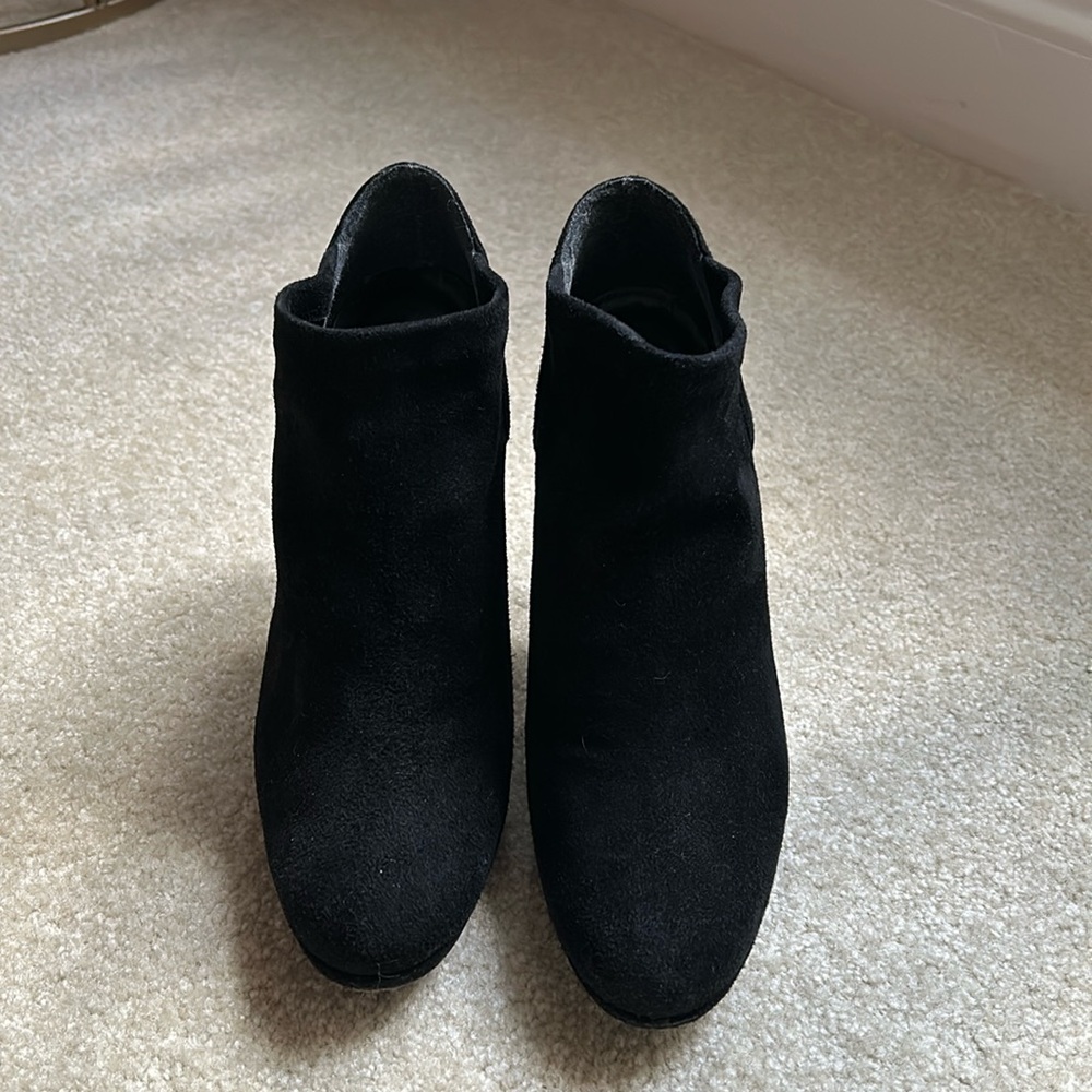 Black suede Stuart Weitzman booties